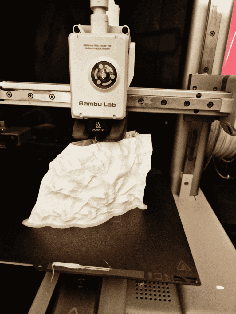 Completed 3D print on the Bambu Lab A1 Mini, demonstrating a Beginner-Friendly 3D Printer for PLA and PETG filaments.