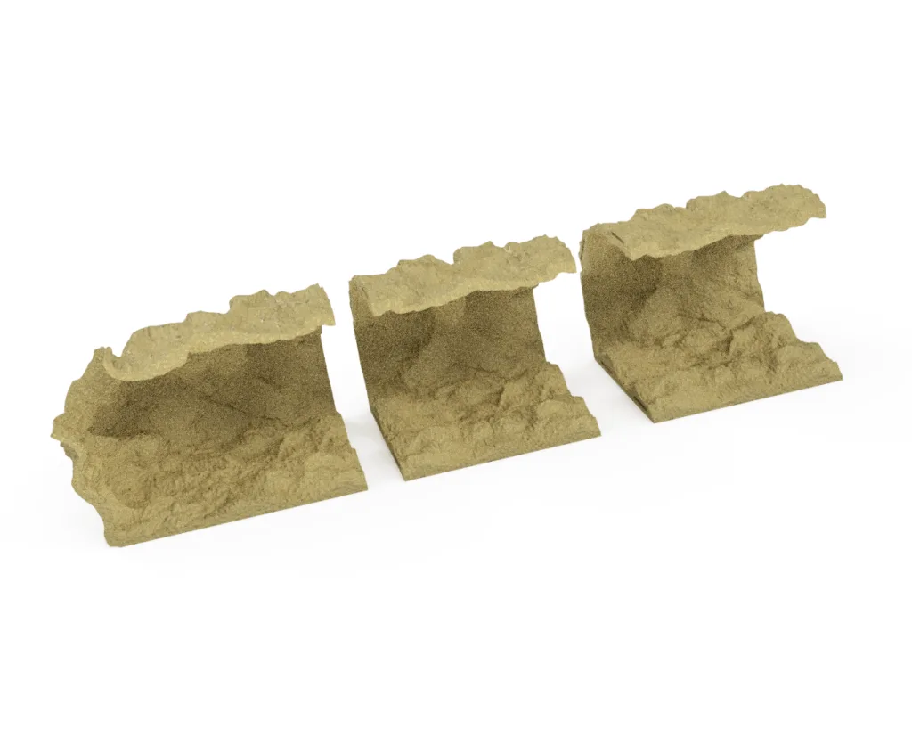 Side view of render of modular tube fish cave getting ready for 3d print
