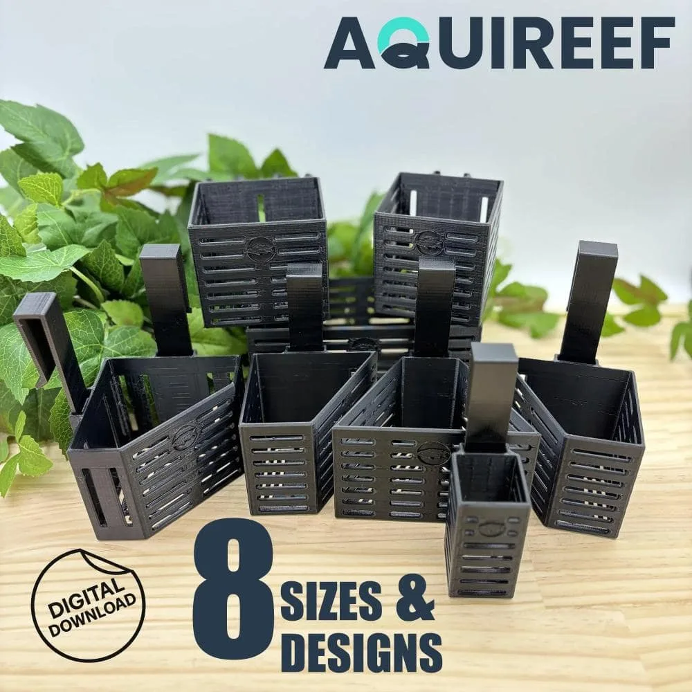 Adjustable height 3d printable aquarium planters - 8 different size and shape collection by Aquireef