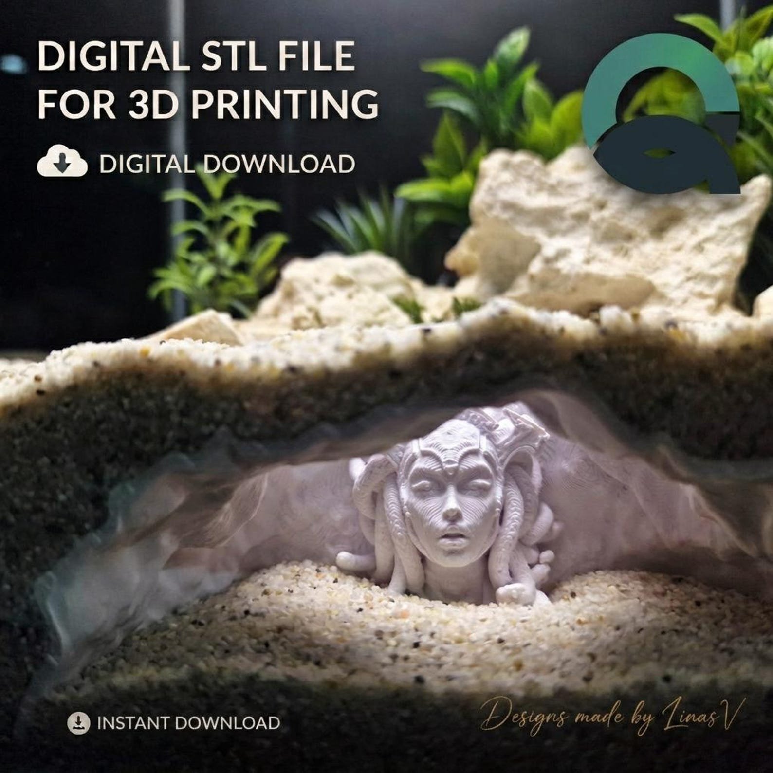 Medusa's Lair - Aquarium & Terrarium decor cave | Critter underground hide | Fish, shrimp, reptile pet house | 3D Printable STL