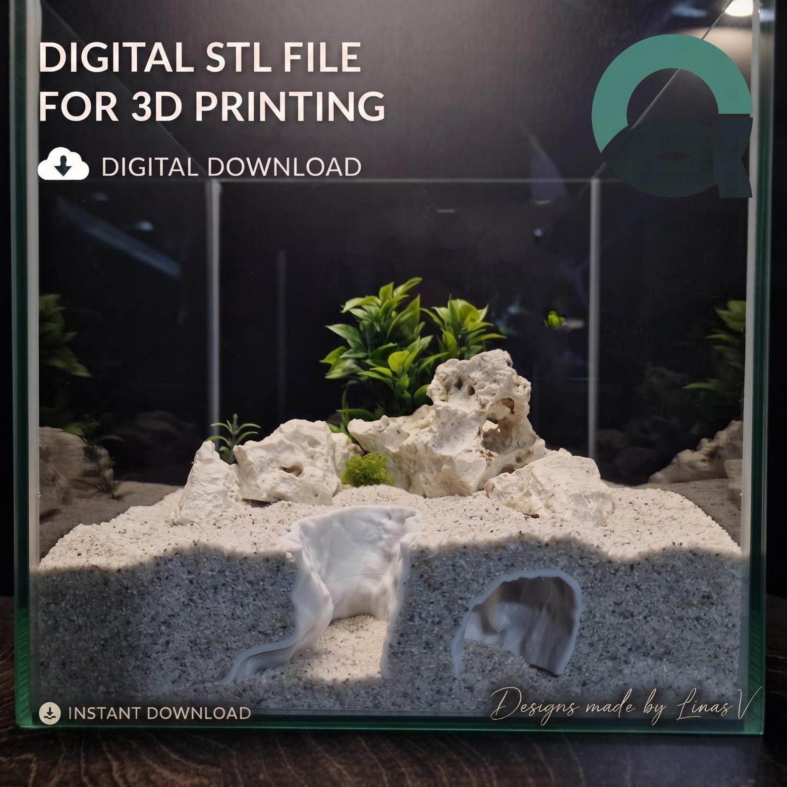 ReefSand - Aquarium & Terrarium decor cave | Critter underground hide | Fish, shrimp, reptile pets house | 3D Printable STL