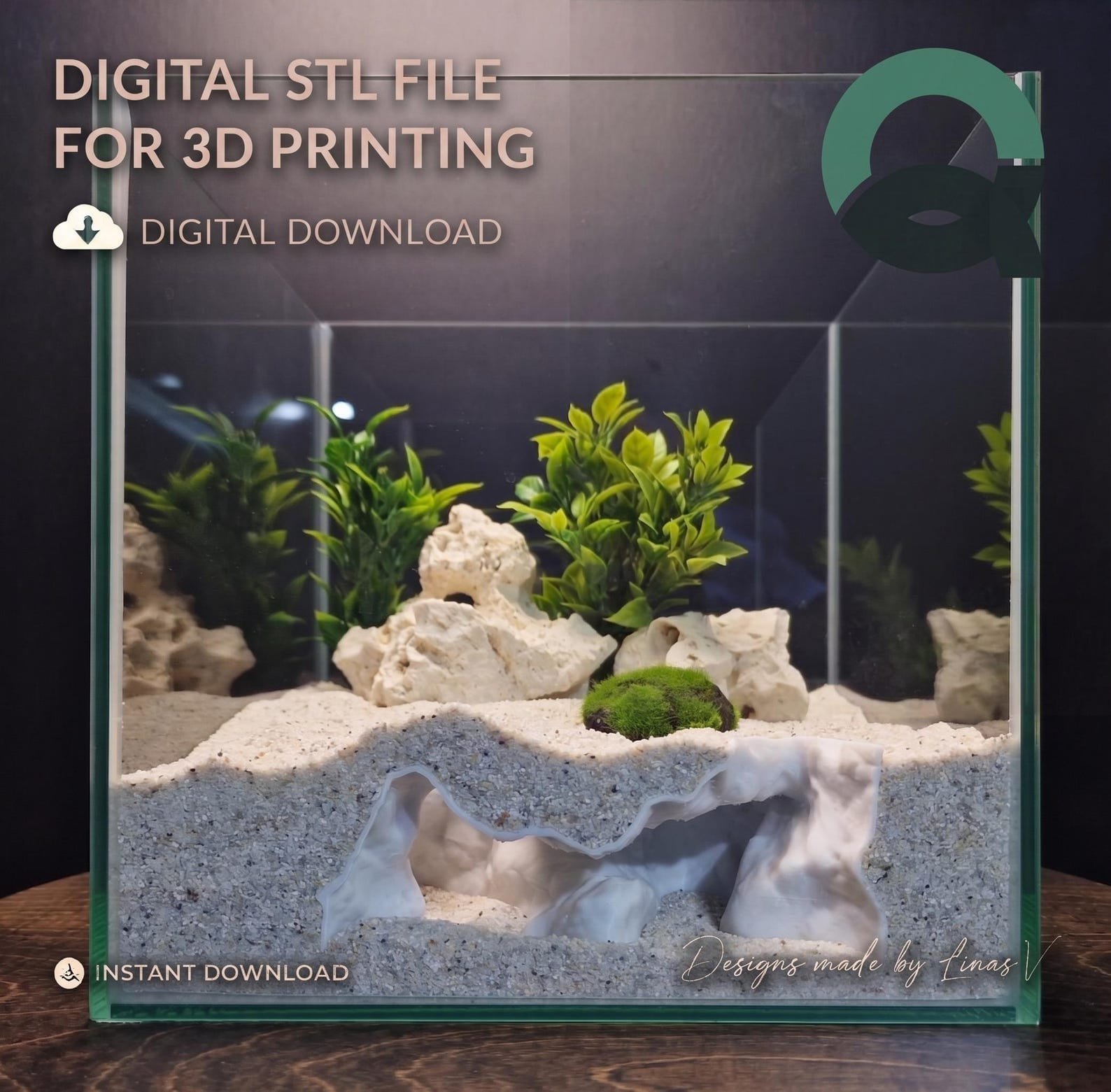 ShoreSand - Aquarium & Terrarium decor cave | Critter underground hide | Fish, shrimp, reptile pets house | 3D Printable STL