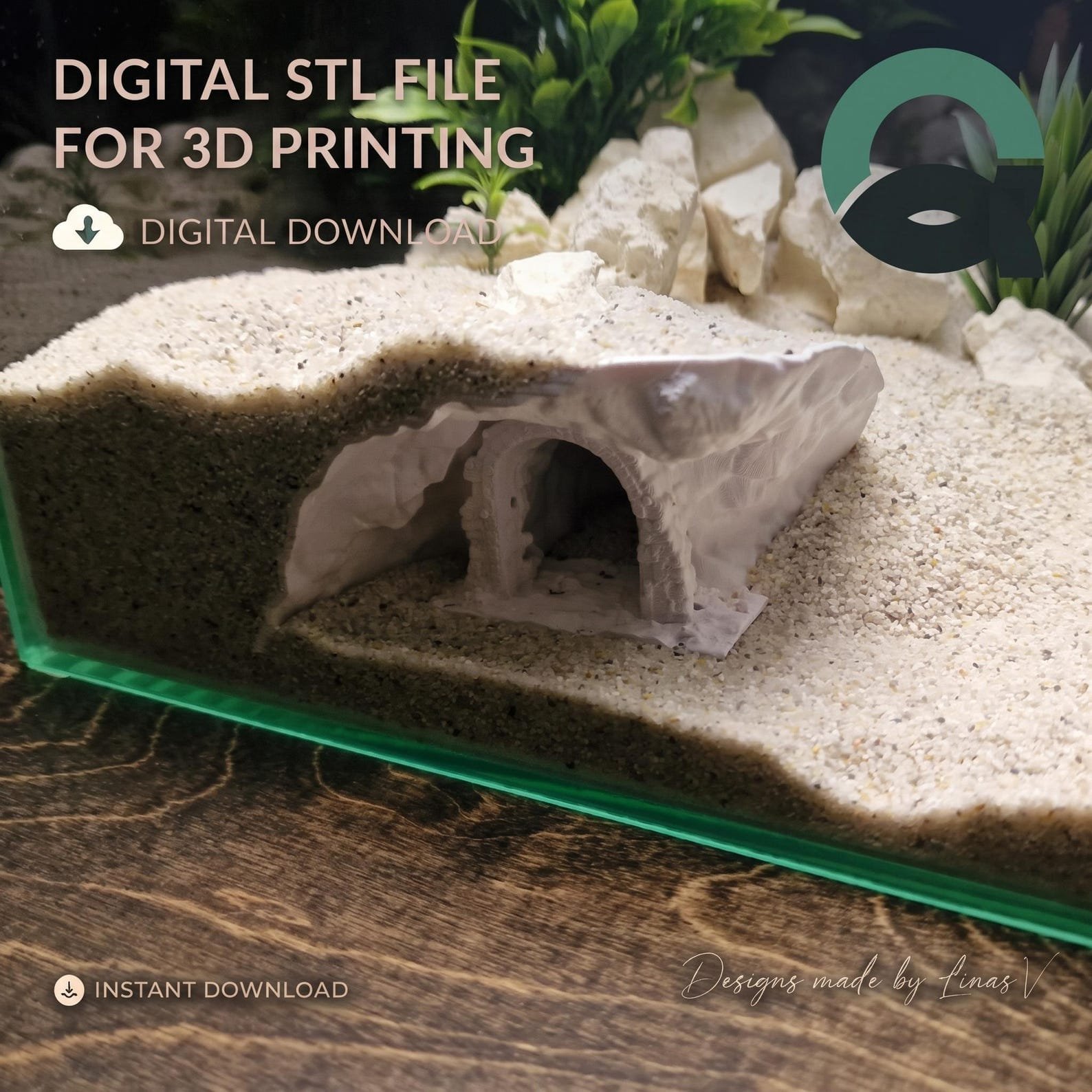 Secret Tomb - Aquarium & Terrarium decor cave | Critter underground hide | Fish, shrimp, reptile pets house | 3D Printable STL