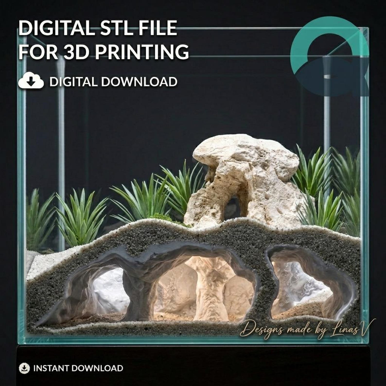 Atlantis Catacombs Cave - Aquarium & Terrarium decor cave | Critter underground hide | Fish, shrimp, reptile pet house | 3D Printable STL