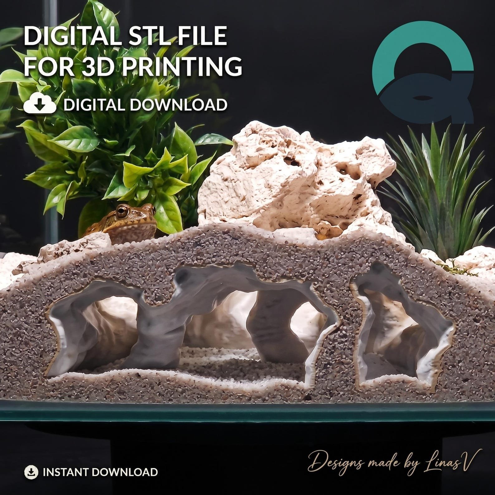 Abyssal Grotto - Aquarium & Terrarium decor cave | Critter underground hide | Fish, shrimp, reptile pet house | 3D Printable STL