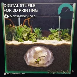 Kelpveil Cave - Aquarium & Terrarium decor cave | Critter underground hide | Fish, shrimp, reptile pet house | 3D Printable STL