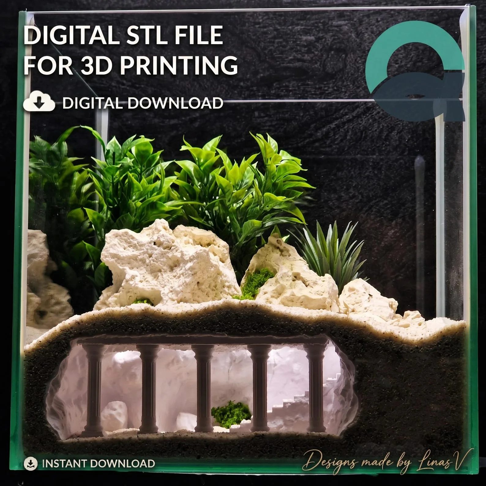 Secrets of Rome - Aquarium & Terrarium decor cave | Critter underground hide | Fish, shrimp, reptile pet house | 3D Printable STL