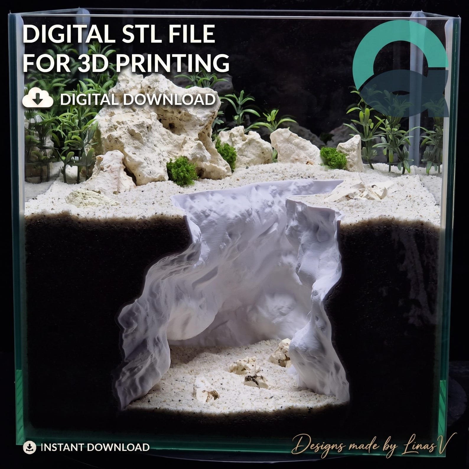 Seafrost Hollow - Aquarium & Terrarium decor cave | Critter underground hide | Fish, shrimp, reptile pet house | 3D Printable STL