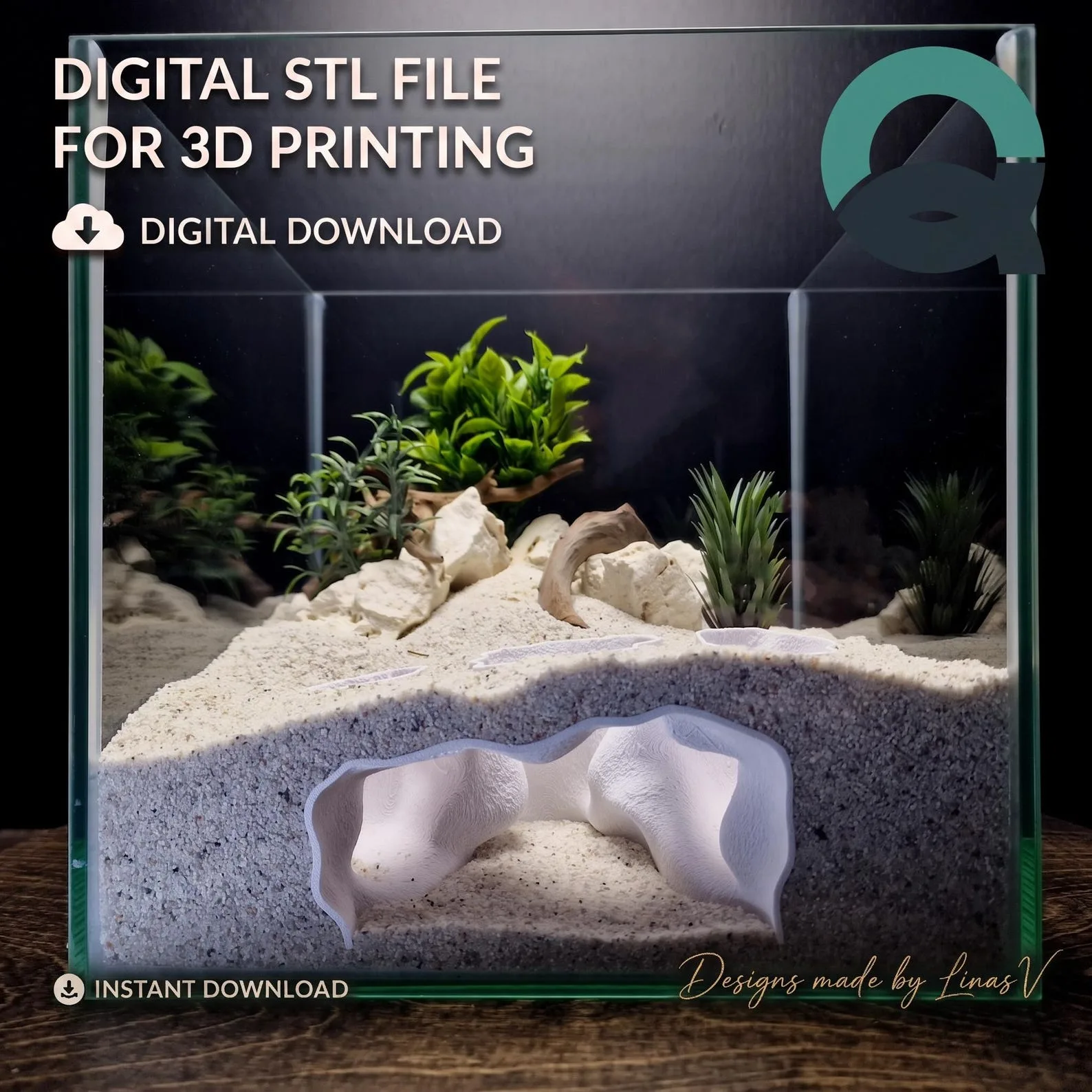 Ocean Cradle - Aquarium & Terrarium decor cave | Critter underground hide | Fish, shrimp, reptile pets house | 3D Printable STL