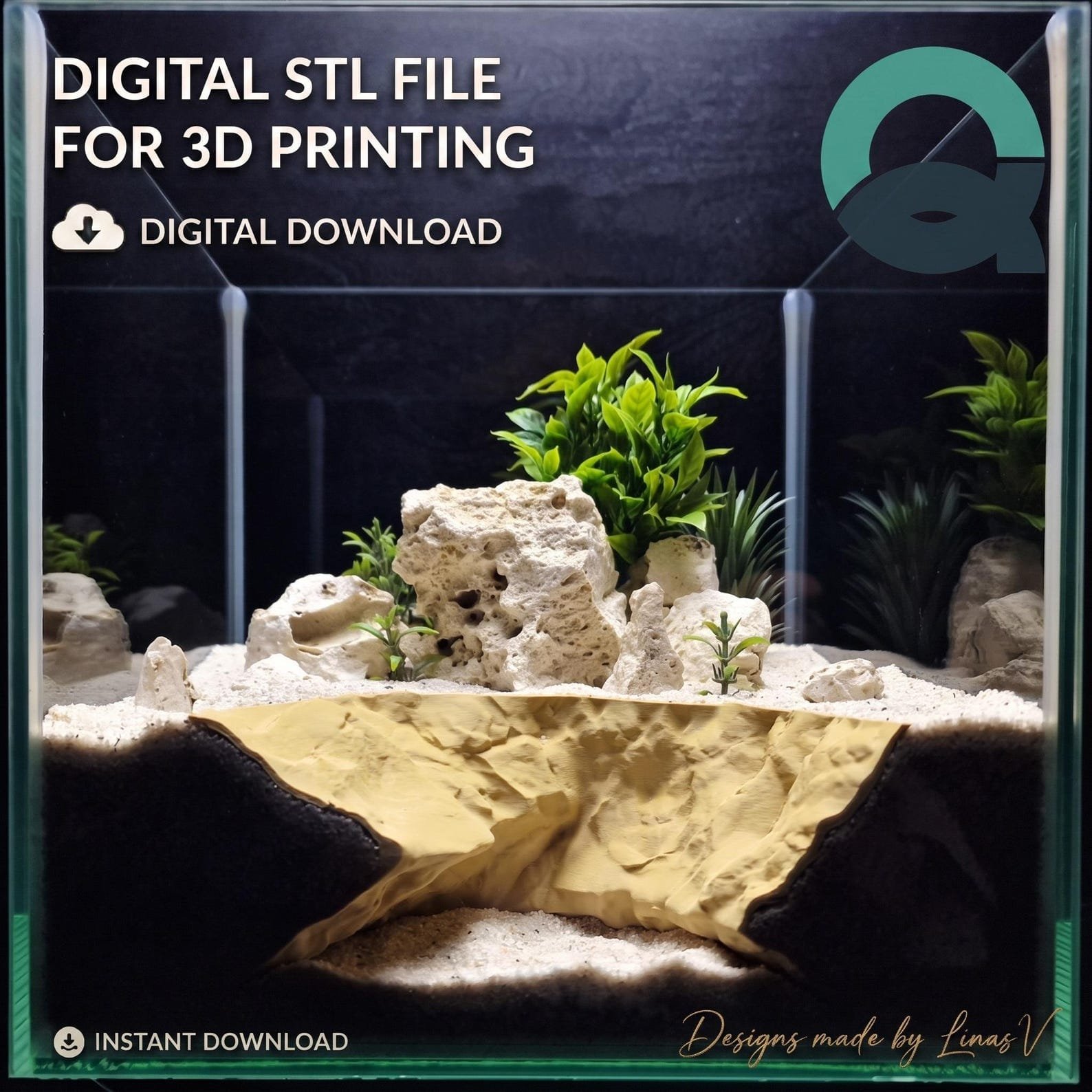Shoalstone Cave - Aquarium & Terrarium decor cave | Critter underground hide | Fish, shrimp, reptile pet house | 3D Printable STL
